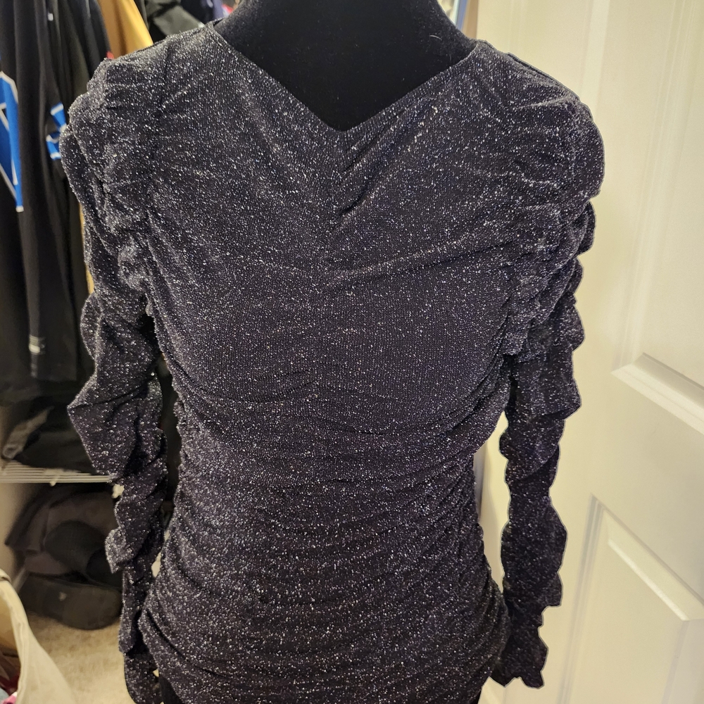 Divided Black Glitter Blouse